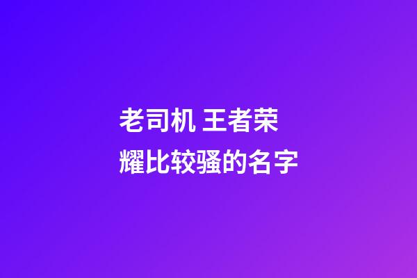 老司机 王者荣耀比较骚的名字